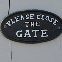 Cast Iron "Please Close the Gate" Sign - Products