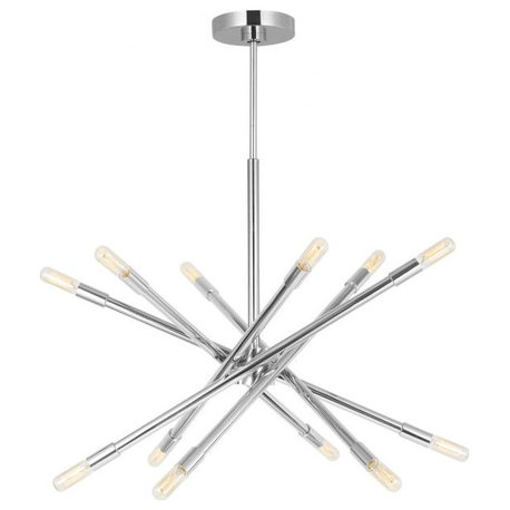 Eastyn Chandelier, 12-Light, Polished Nickel, 22.5"