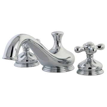 Elegant Bathtub Faucet, Low Profile Design With Crossed Handles, Polished Chrome