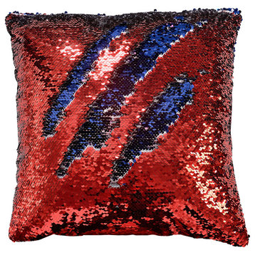 Decorative Mermaid Throw Pillow, Red/Blue, 14"x14"