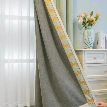 QYFL2302HA 2023 New Arrival Petrel Blue Grey Green Chenille Ready Made Curtains