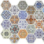 Dundee Deco - Multicolor Hexagon Patchwork Mosaic 3D Wall Panels, Set of 5 Covers 25.6 Sq Ft - Dundee Deco's 3D Falkirk Retro are lightweight 3D wall panels that work together through an automatic pattern repeat to create large-scale dimensional walls of any size and shape. Dundee Deco brings a flowing, soothing texture with a touch of luxury. Wall panels work in multiples to create a continuous, uninterrupted dimensional sculptural wall. You can cover an existing wall with wall tiles or disguise wallpaper or paneled wall. These modern wall tiles create a sculptural and continuous dimensional surface to any room setting through patterning. Dundee Deco tile creates a modern seamless pattern on a feature wall or art piece.
