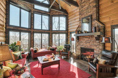 Inspiration for a rustic living room remodel in Other