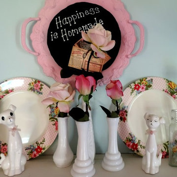 Vintage Milk Glass Bud Vases In A Shabby Chic Kitchen