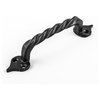 Twisted Black Wrought Iron Cabinet Door Drawer Pull 5 7/8" Total Length