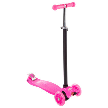 Kids' Scooter Beginner Vehicle With Adjustable Height Handlebar and LED Wheels