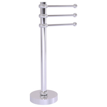 Vanity Top 3 Swing Arm Towel Holder with Twisted Accents, Polished Chrome
