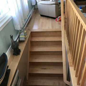 Birch stair creatively fit into tight space
