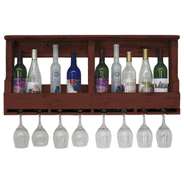 Farmhouse 10-Bottle Wine Shelf, Burgundy