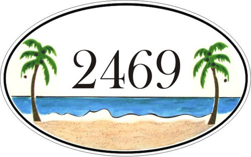 Tropical House Address Plaques And Number Signs Oval Tropical Beach House Number Plaque Numbers
