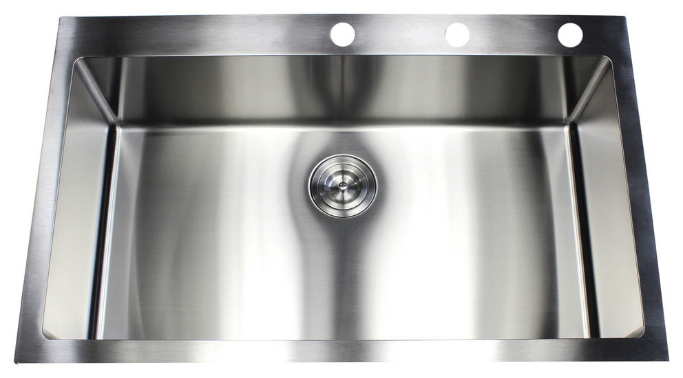36" Drop-In/Top-Mount Stainless Steel Single Bowl Kitchen Sink