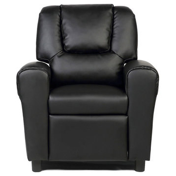 Costway Kids Recliner Armchair Children's Furniture Seat w/Cup Holder Black