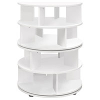 Montauk Wooden 16 Pair Revolving Shoe Storage Rack Carousel, White
