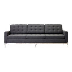 Florence Knoll Style Sofa Cashmere Dark Grey - Sofas