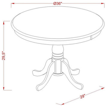 AST-OBK-TP - Mid Century Table - Oak Table Top and Black Pedestal Leg Finish