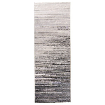 Weave & Wander Orin Rug, Black/Dark Gray, 2'10"x7'10"