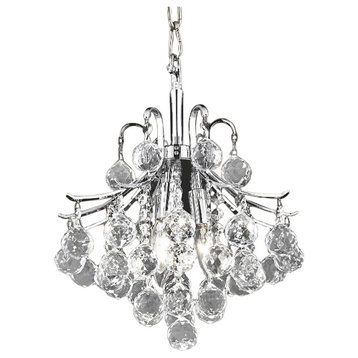 Contour 3 Light 12" Chrome Chandelier With Clear European Crystals