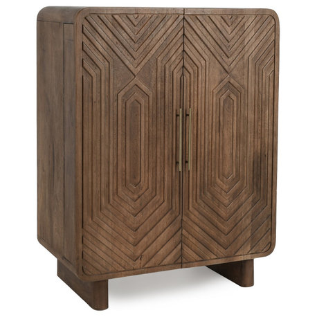Holmes Mango Wood Carved Bar Cabinet by Kosas Home