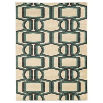 Hawthorne Collection 8' x 10' Bridle Rug in Gray and Turquoise