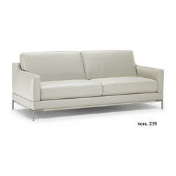 Natuzzi Editions Leather 2 Cushion Sofa w/ Metal Feet B754 - Sofas