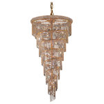 Elegant Lighting - Spiral 26 Light Chandelier in Gold with Clear Royal Cut Crystal - Mesmerizing crystals cascade in a waterfall of glamorous light in the Spiral collection. The magnificent chrome or Gold frame is adorned by shimmering elegant-cut royal-cut Swarovski Spectra or Swarovski Elements crystal strands. Bring glistening light to your foyer living room dining room or bedroom with a Spiral hanging fixture.&nbsp