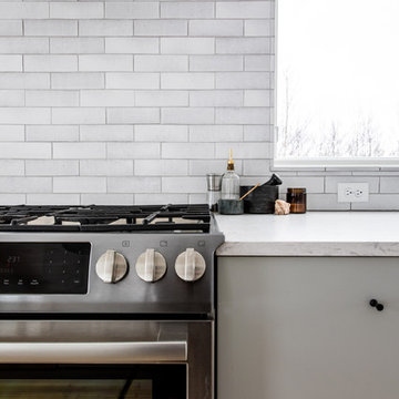 Cool Neutral Brick Kitchen