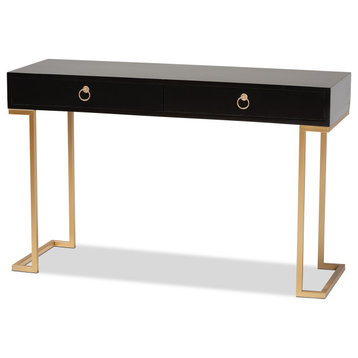 Nadene Black and Gold 2-Drawer Console Table