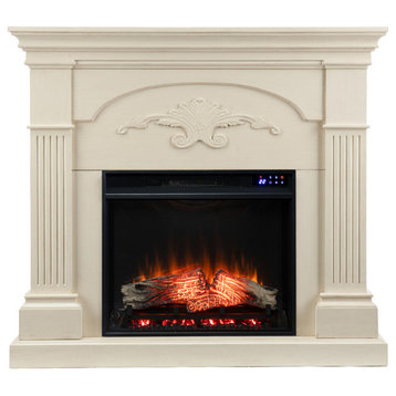 Glazenbury Electric Fireplace, Ivory