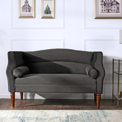 Joanna Camelback Loveseat, Dark Charcoal Grey - Products