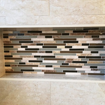 MASTER BATHROOM - Free Standing Tub / Crema Marfil Tile / White Reef Granite