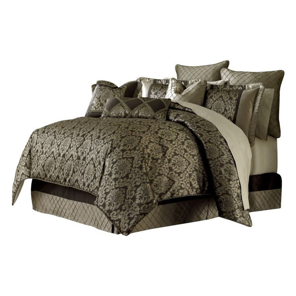 AICO Bedding Imperial 10-Piece King Comforter Set, Bronze
