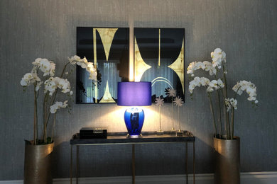 Photo of a modern living room in Buckinghamshire with grey walls.