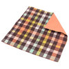 Brown and coral plaid security blanket