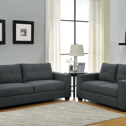 Ashmont Modern Sofa Set in Dark Grey Linen - $1105.22 - Living Room Furniture Sets