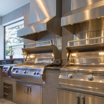 Custom Outdoor Kitchen with His and Her Grills