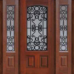 Prehung Sidelites Door 80 Fiberglass Genoa Arch Lite GBG Glass - Front Doors