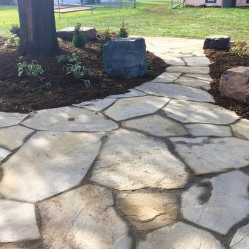 Irregular stone patio and path