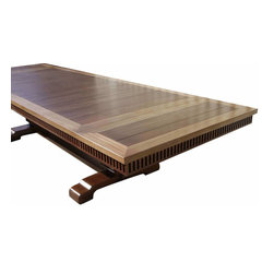 Custom Solid Mahogany Extension Trestle Dining Table - Dining Tables