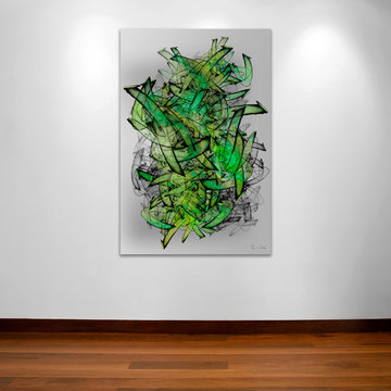 Large Green Modern Graffiti Art