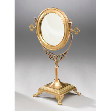 Round Brass Table Mirror