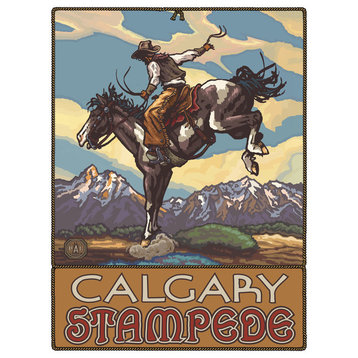 Paul A. Lanquist Calgary Stampede Bucking Horse Cowboy Art Print, 18"x24"