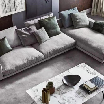 Grey velvet upholstery sofa customized in China