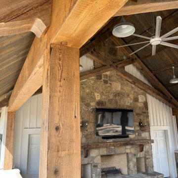 Original Face Sawn Box Beams and Original Face Reclaimed Antique Heart Pine Soli