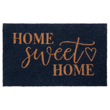 Harbold 18" x 30" Indoor/Outdoor Doormat "Home Sweet Home" w/ Non-Slip Backing, Navy/Natural