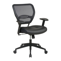 Professional Air Grid Back Black Managers Office Chair with Leather Seat - Office Chairs