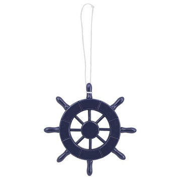 Dark Blue Decorative Ship Wheel Christmas Tree Ornament 6'', Christmas Tree