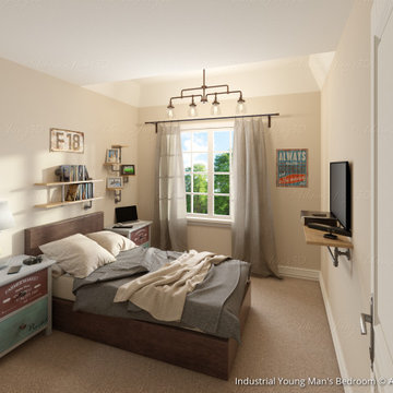 Townhome Young Mans Bedroom 3D Render
