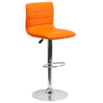 Flash Furniture Contemporary Orange Vinyl Adjustable H Bar Stool