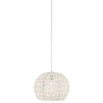 Currey & Company - Piero Multi-Drop Pendant, 1-Light - The shade on the Piero 1-Light Multi-Drop Pendant may appear to be woven from a natural plant material, but it is made of iron in a white finish to make it one of our offerings that illustrates the skills our craftspeople bring to their work. When the white pendant is illuminated, textural patterns will enliven surrounding surfaces. We also offer this design in chandeliers in several sizes.
