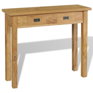 vidaXL Solid Teak Wood Console Table 31.5" Entrance Side Table Hall Sideboard